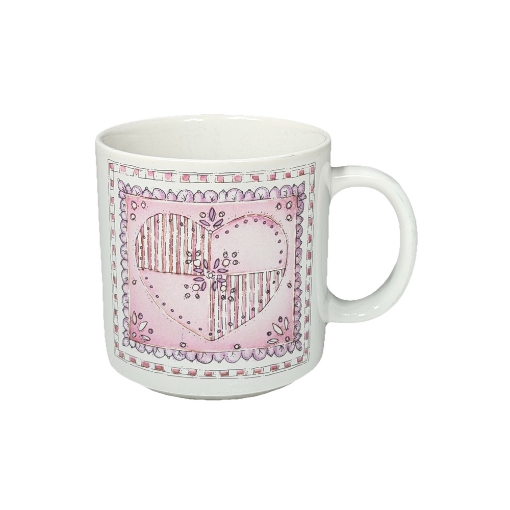 Russ Berrie & Company Heart Patchwork Mug Cup Coffee Tea Cottagecore Granny